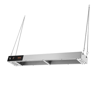 VEVOR French Fry Food Warmer, 850W Commercial Strip Food Heating Lamp, Electric Stainless Steel Warming Light Dump Station, Overhead 104-122°F Fries Warmer for Chip Buffet Kitchen Restaurant, Silver 