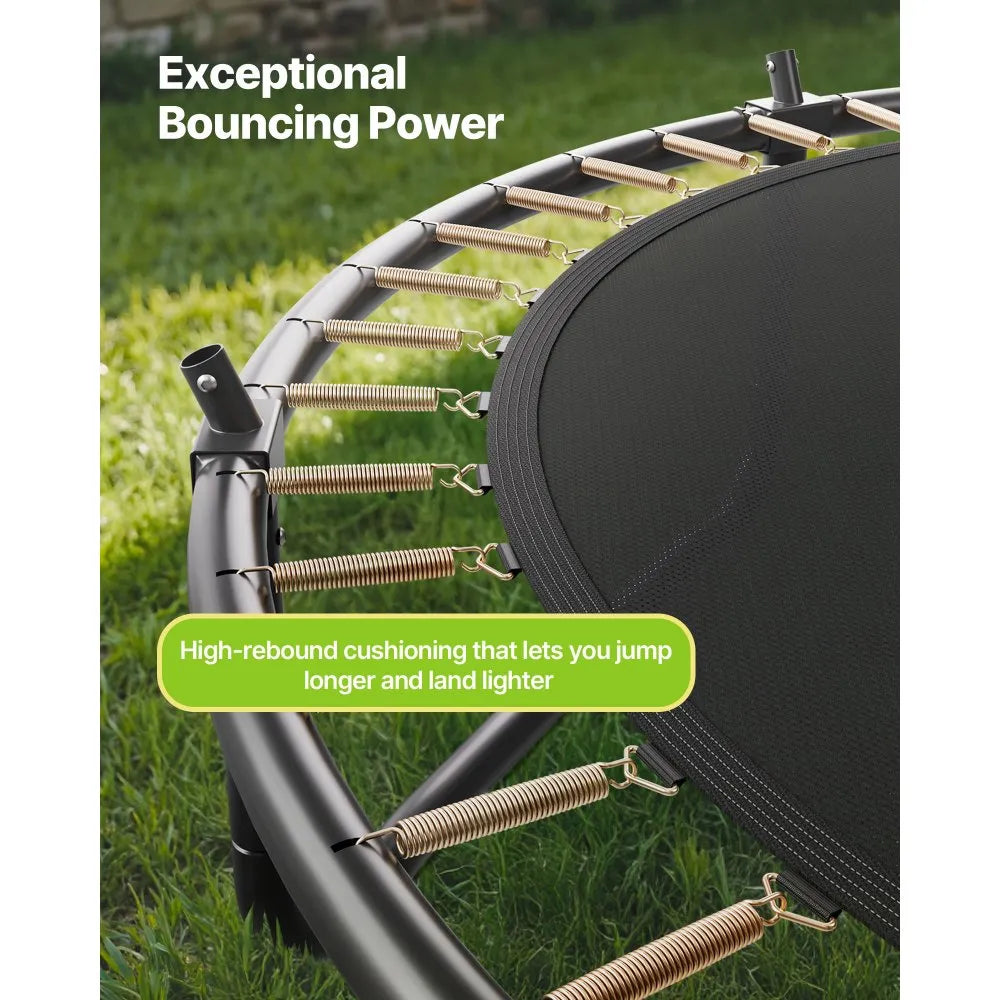 VEVOR Outdoor Trampoline, 8FT Recreational Trampoline, ASTM Approved Trampolines with Enclosure Net & Thickened Pad, Max 265 lbs Weight Capacity, Anti-Rust Backyard Trampolines for Kids & Adults 