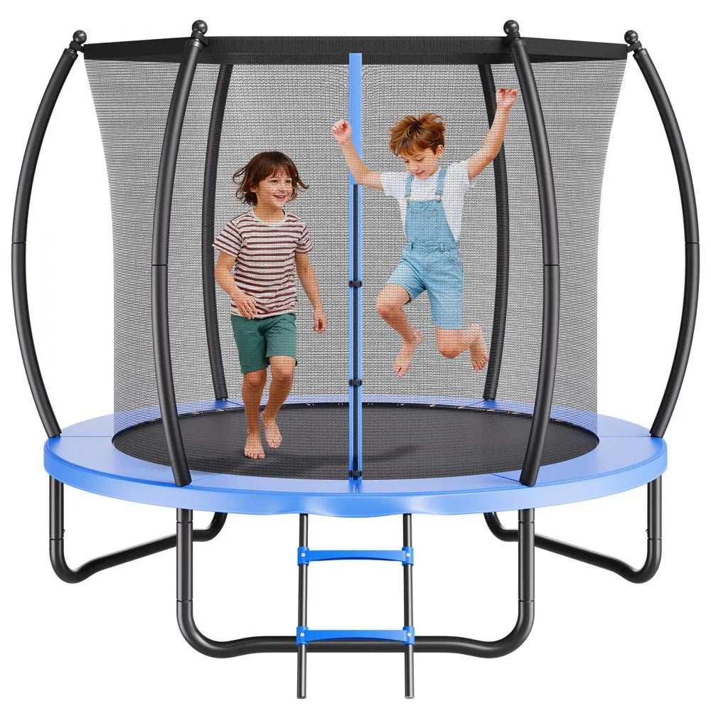 VEVOR Outdoor Trampoline, 8FT Recreational Trampoline, ASTM Approved Trampolines with Enclosure Net & Thickened Pad, Max 265 lbs Weight Capacity, Anti-Rust Backyard Trampolines for Kids & Adults 