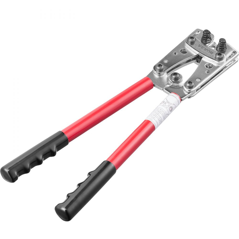 VEVOR Battery Cable Lug Crimping Tool, 10-1/0AWG Aluminum Terminal Battery Lug Crimper, with 60PCS Aluminum Ring Connectors Terminals 6 Wire Sizes Crimping Die, for Heavy Duty Wire Lugs 