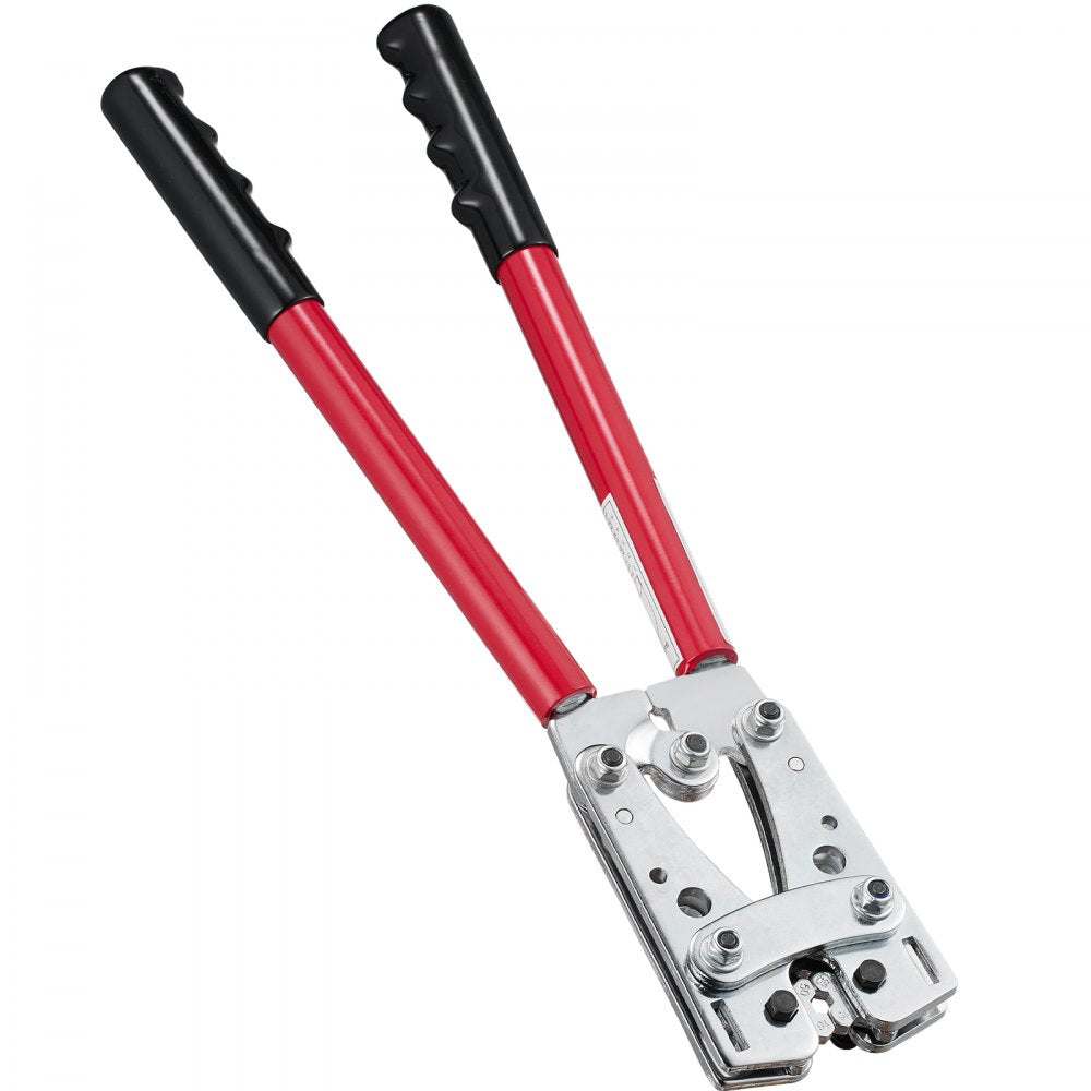VEVOR Battery Cable Lug Crimping Tool, 10-1/0AWG Aluminum Terminal Battery Lug Crimper, with 60PCS Aluminum Ring Connectors Terminals 6 Wire Sizes Crimping Die, for Heavy Duty Wire Lugs 