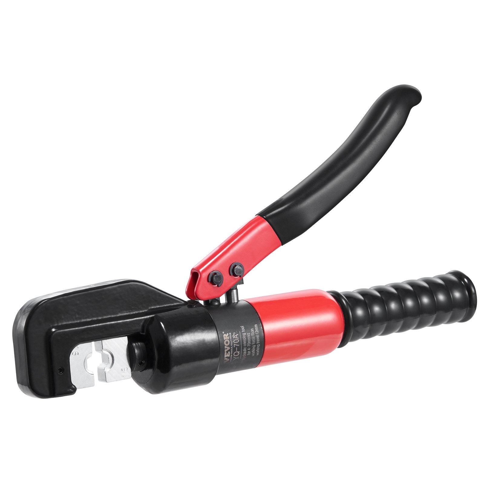 VEVOR Crimping Tool, AWG12-2/0 Copper And Aluminum Terminal Battery Lug Hydraulic Crimper, with a Cutting Pliers, Gloves, 10pcs Copper Ring Connectors, 8 x Heat Shrink Sleeves and a Blow Moulded Case 