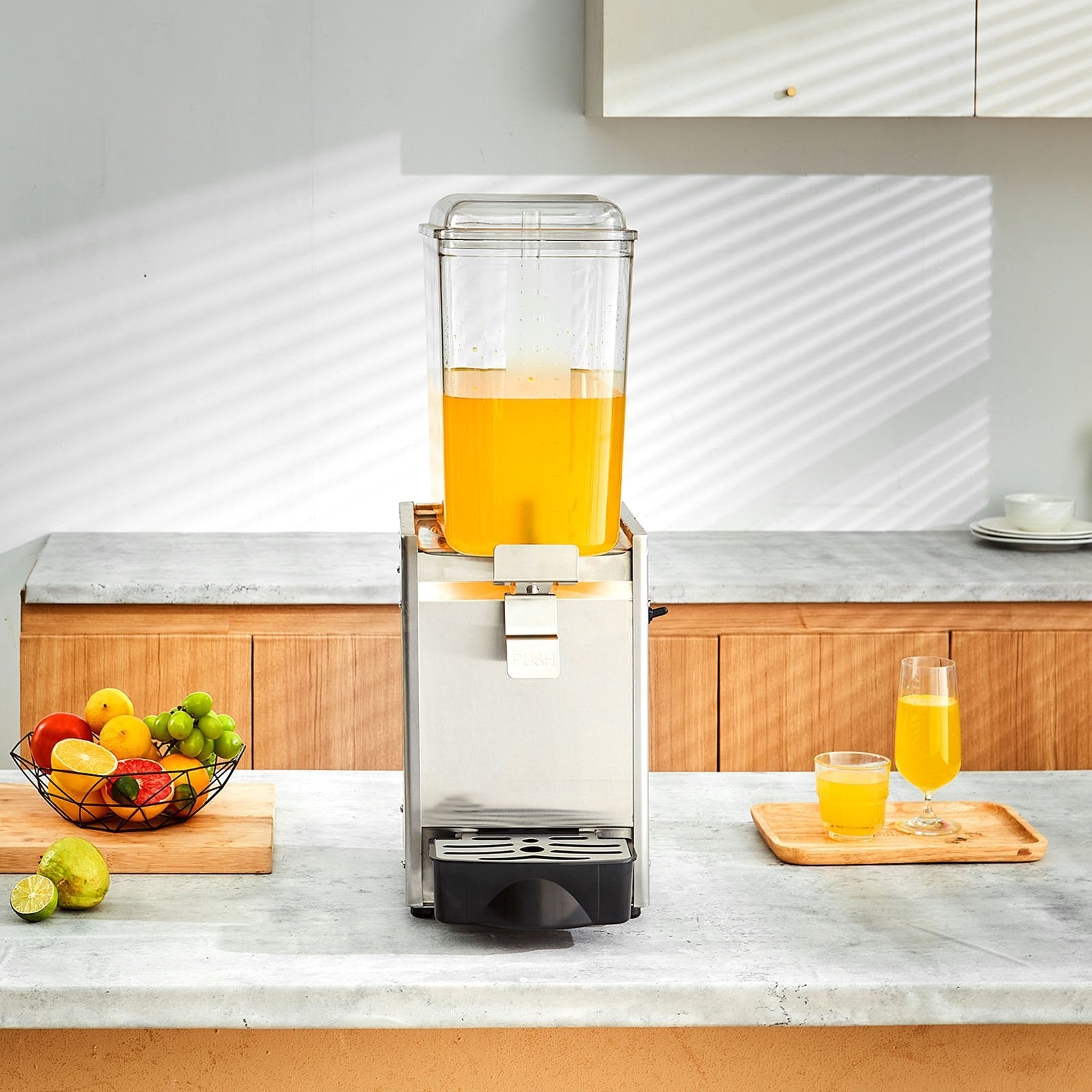 VEVOR Commercial Beverage Dispenser, 20.4 Qt 18L Single Tank Ice Tea Drink Machine, 325W 304 Stainless Steel Juice Dispenser with 41?-53.6? Thermostat Controller, for Cold Drink Restaurant Hotel Party 