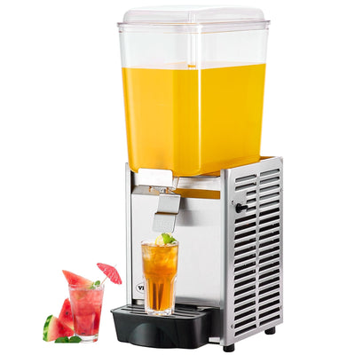 VEVOR Commercial Beverage Dispenser, 20.4 Qt 18L Single Tank Ice Tea Drink Machine, 325W 304 Stainless Steel Juice Dispenser with 41?-53.6? Thermostat Controller, for Cold Drink Restaurant Hotel Party 