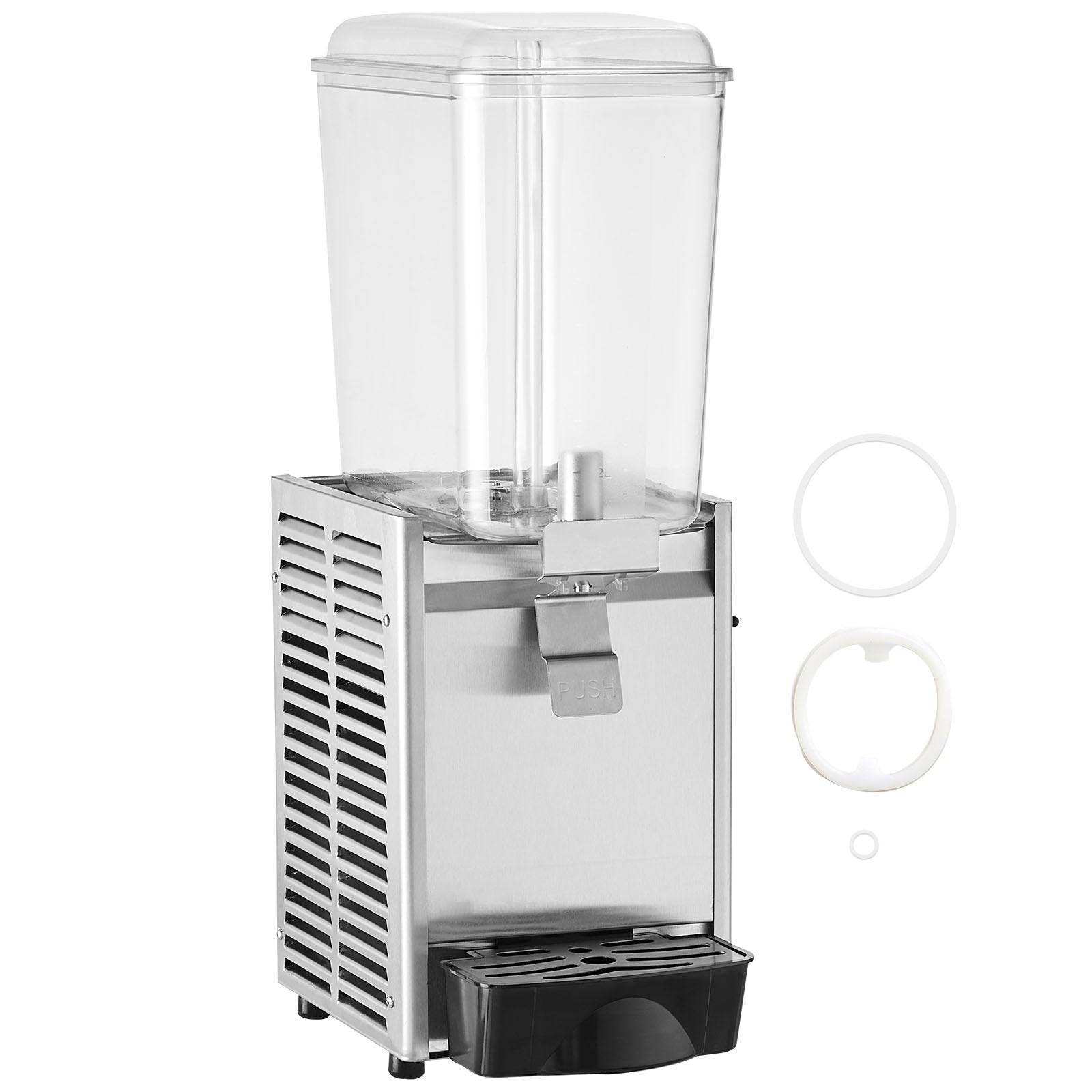 VEVOR Commercial Beverage Dispenser, 20.4 Qt 18L Single Tank Ice Tea Drink Machine, 325W 304 Stainless Steel Juice Dispenser with 41?-53.6? Thermostat Controller, for Cold Drink Restaurant Hotel Party 