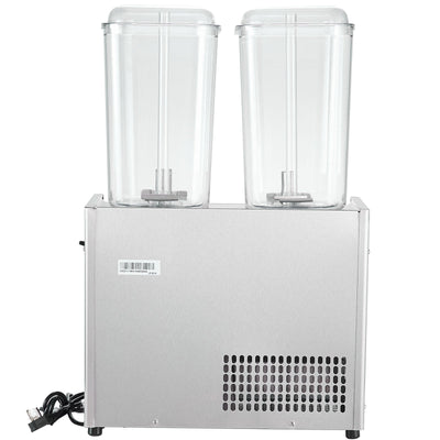 VEVOR Commercial Beverage Dispenser, 20.4 Qt 18L 2 Tanks Ice Tea Drink Machine, 590W 304 Stainless Steel Juice Dispenser with 41?-53.6? Thermostat Controller, for Cold Drink Restaurant Hotel Party 