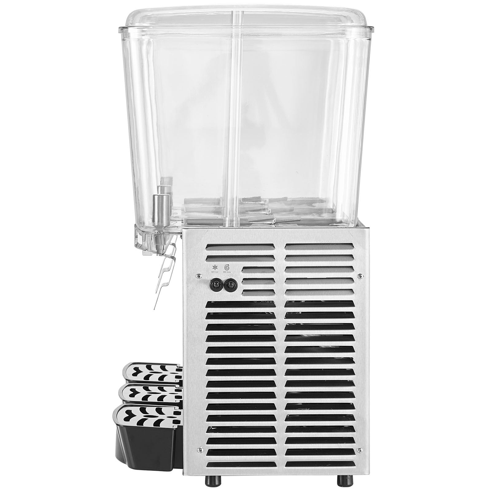 VEVOR Commercial Beverage Dispenser, 20.4 Qt 18L 3 Tanks Ice Tea Drink Machine, 680W 304 Stainless Steel Juice Dispenser with 41?-53.6? Thermostat Controller, for Cold Drink Restaurant Hotel Party 