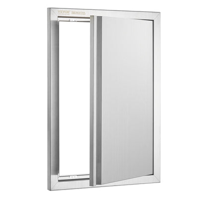 VEVOR BBQ Access Door, 17W x 24H Inch Single Outdoor Kitchen Door, Stainless Steel Flush Mount Door, Wall Vertical Door with Recessed Handle, for BBQ Island, Grilling Station, Outside Cabinet 