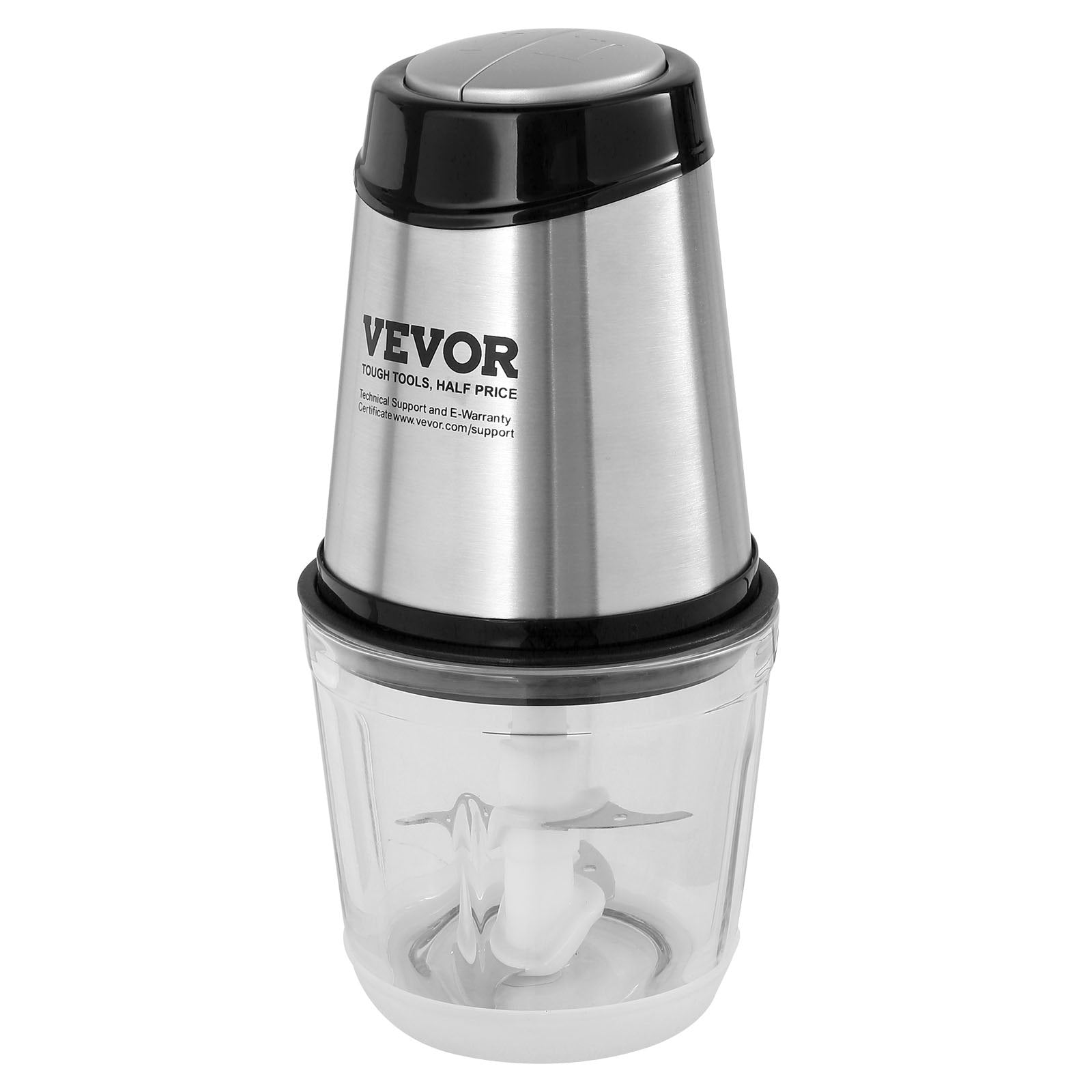 VEVOR Food Processor, Electric Meat Grinder with 4-Wing Stainless Steel Blades, 2.5 Cup Glass Bowl, 400W Electric Food Chopper, 2 Speeds Food Grinder for Baby Food, Meat, Onion, Vegetables 