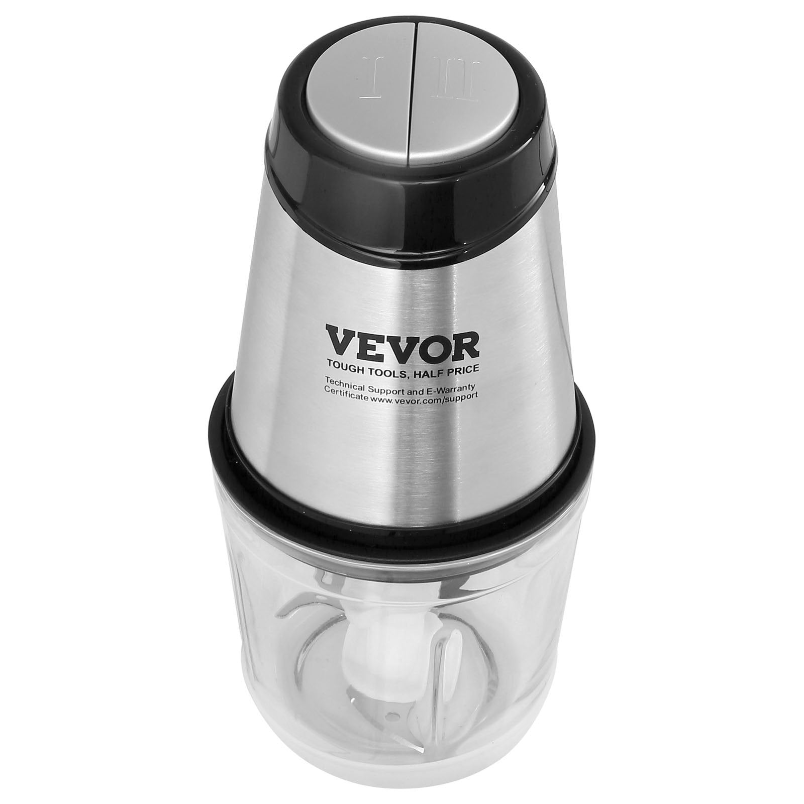 VEVOR Food Processor, Electric Meat Grinder with 4-Wing Stainless Steel Blades, 2.5 Cup Glass Bowl, 400W Electric Food Chopper, 2 Speeds Food Grinder for Baby Food, Meat, Onion, Vegetables 