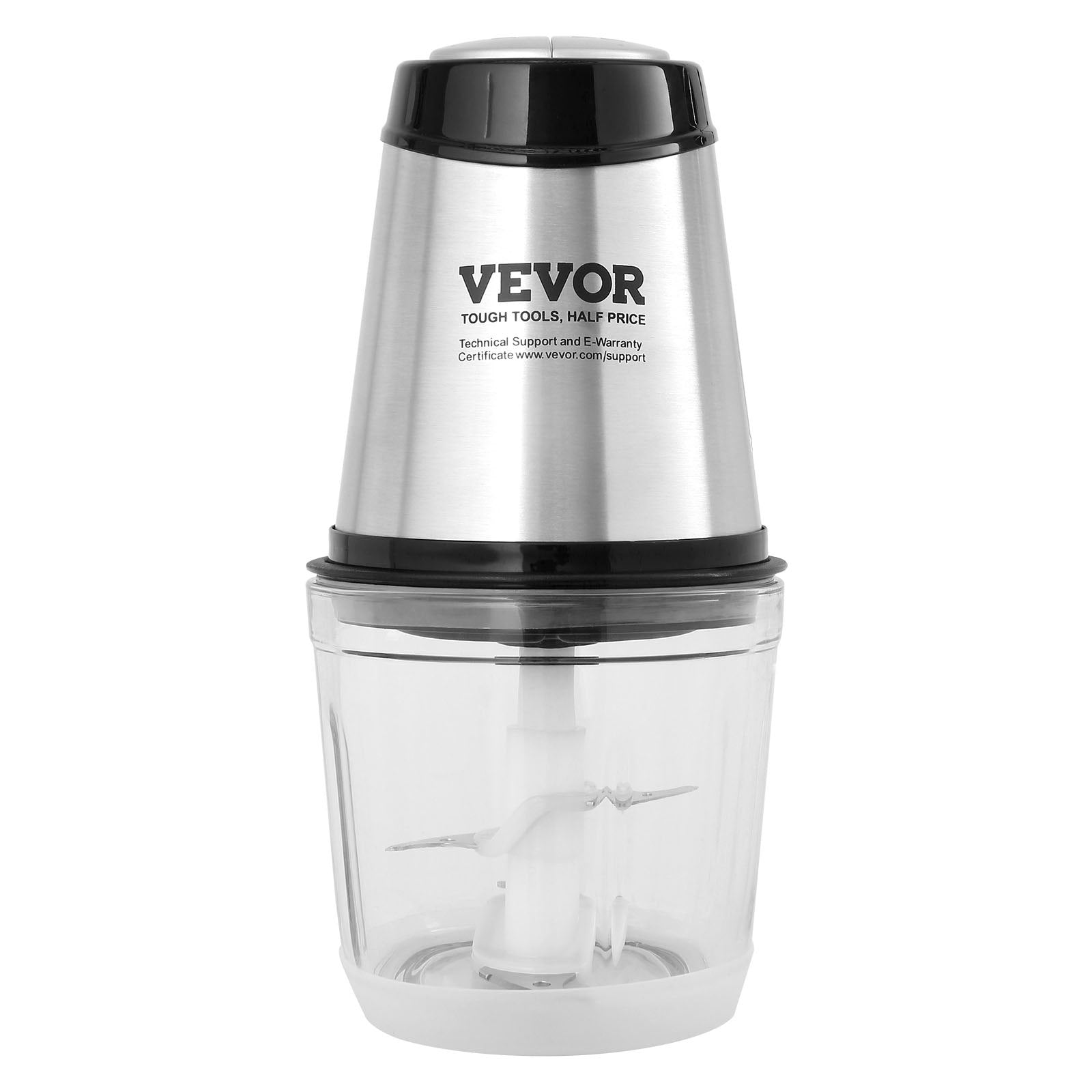 VEVOR Food Processor, Electric Meat Grinder with 4-Wing Stainless Steel Blades, 2.5 Cup Glass Bowl, 400W Electric Food Chopper, 2 Speeds Food Grinder for Baby Food, Meat, Onion, Vegetables 