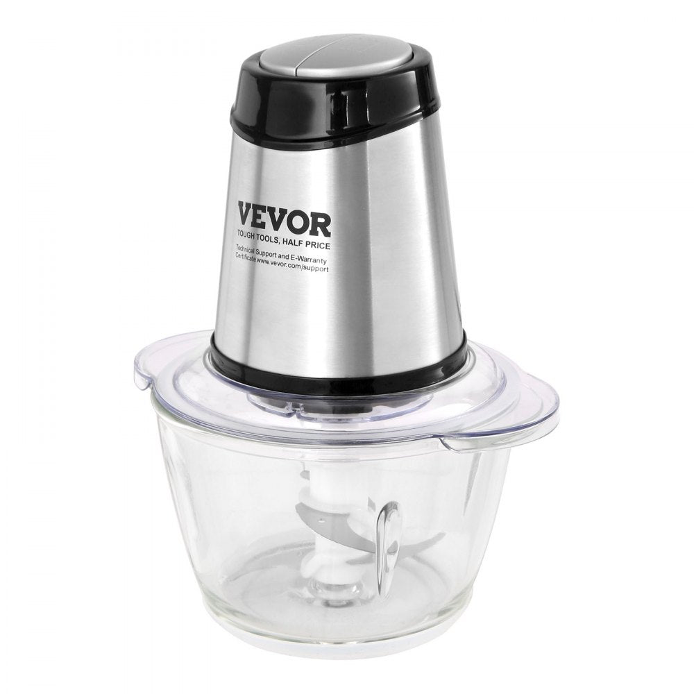 VEVOR Food Processor, Electric Meat Grinder with 4 Stainless Steel Blades, 400W Electric Food Chopper, 5 Cup Glass Bowl, 2 Speeds Food Grinder for Baby Food, Meat, Onion, Vegetables 