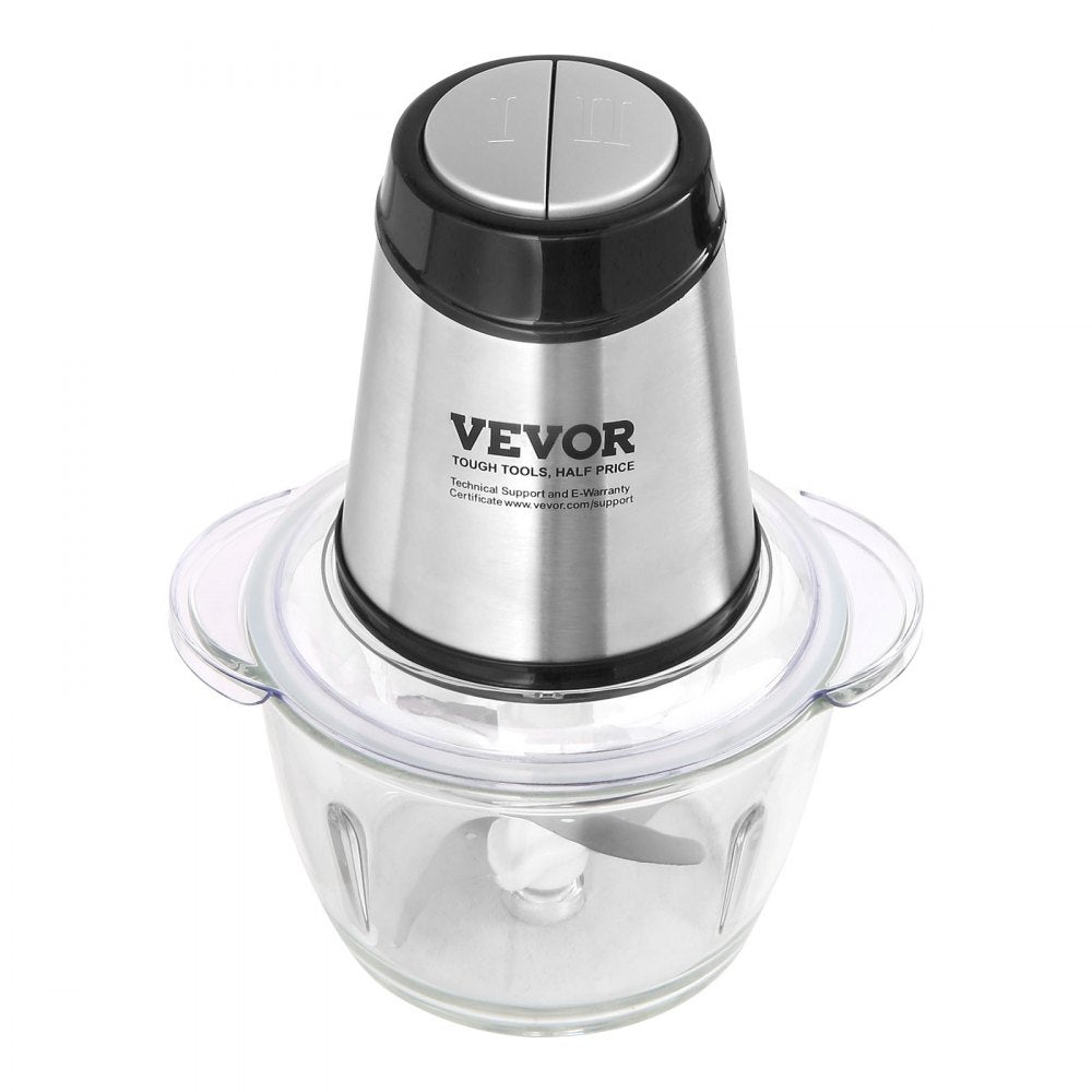 VEVOR Food Processor, Electric Meat Grinder with 4 Stainless Steel Blades, 400W Electric Food Chopper, 5 Cup Glass Bowl, 2 Speeds Food Grinder for Baby Food, Meat, Onion, Vegetables 