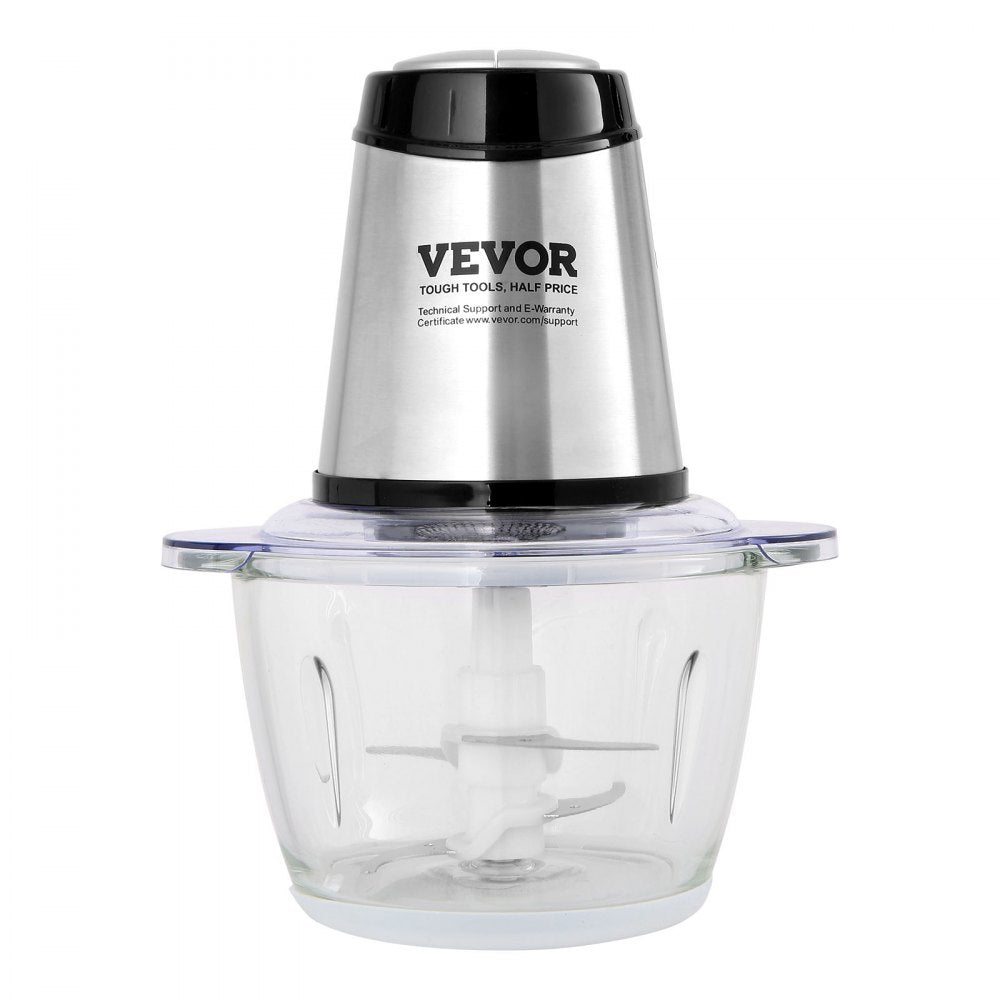 VEVOR Food Processor, Electric Meat Grinder with 4 Stainless Steel Blades, 400W Electric Food Chopper, 5 Cup Glass Bowl, 2 Speeds Food Grinder for Baby Food, Meat, Onion, Vegetables 