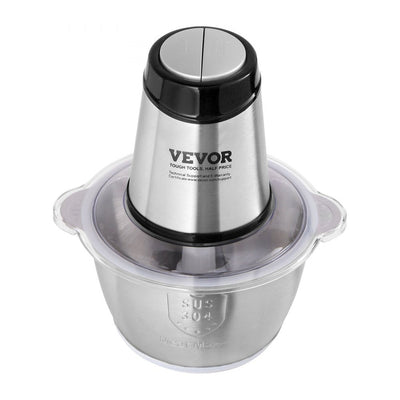 VEVOR Food Processor, Electric Meat Grinder with 4-Wing Stainless Steel Blades, 400W Electric Food Chopper, 8 Cup Stainless Steel Bowl, 2 Speeds Food Grinder for Baby Food, Meat, Onion, Vegetables 