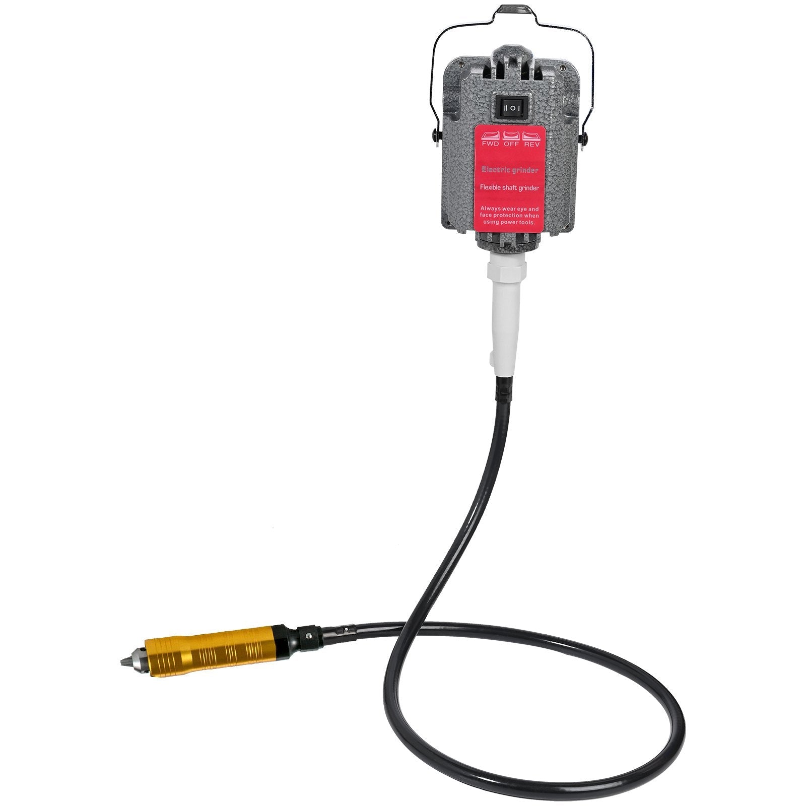 VEVOR S-R Hanging Flex Shaft Grinder 230W Rotary Tool with Stepless Speed Foot Pedal Rotary Carver 0-180000rmp for Carving, Buffing,Drilling,Polishing (6mm flexshaft), Grey 