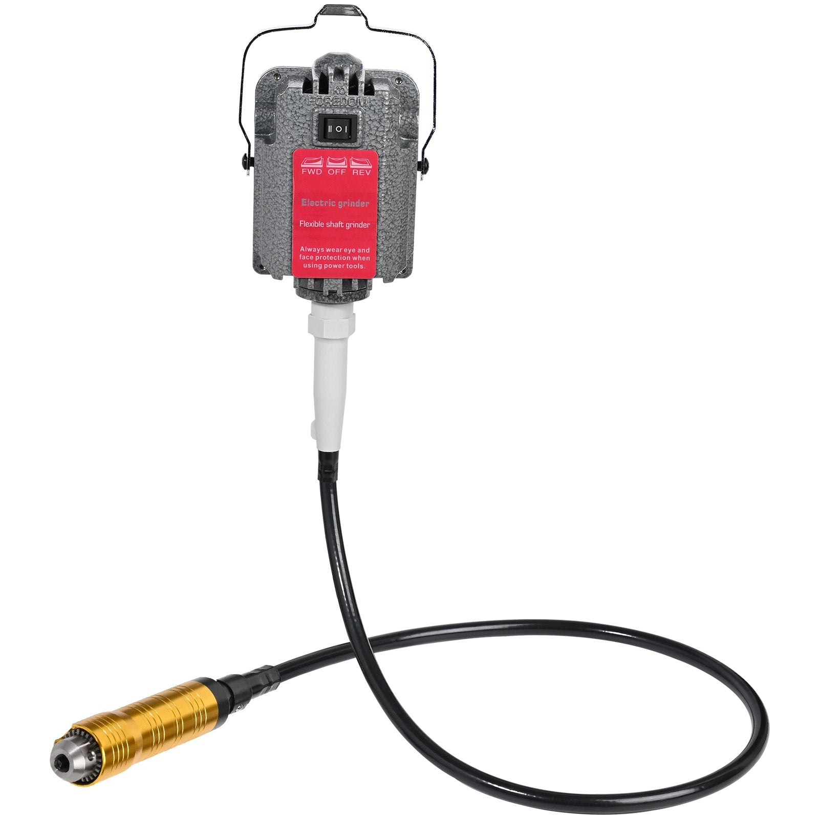 VEVOR S-R Hanging Flex Shaft Grinder 230W Rotary Tool with Stepless Speed Foot Pedal Rotary Carver 0-180000rmp for Carving, Buffing,Drilling,Polishing (6mm flexshaft), Grey 