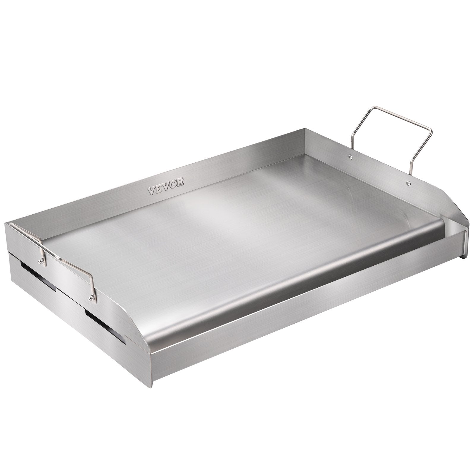 VEVOR Stove Top Griddle, 23.5"x16" Pre-Seasoned Stainless Steel Griddle, Rectangular Double Burner Griddle Pan, Non-Stick Family Pan Cookware with Handles and Oil Groove, for BBQ, Gas Grills, Silver 