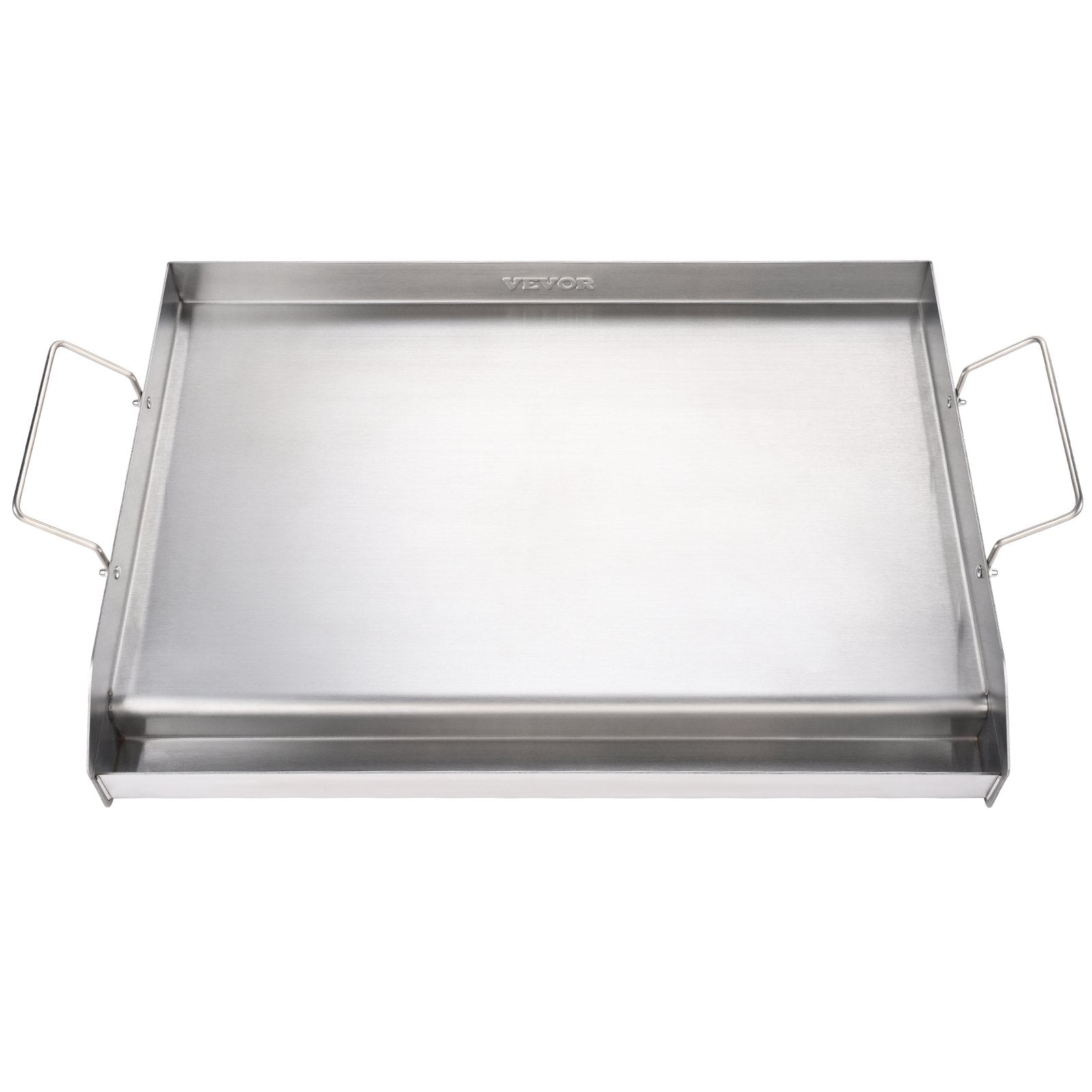 VEVOR Stove Top Griddle, 23.5"x16" Pre-Seasoned Stainless Steel Griddle, Rectangular Double Burner Griddle Pan, Non-Stick Family Pan Cookware with Handles and Oil Groove, for BBQ, Gas Grills, Silver 