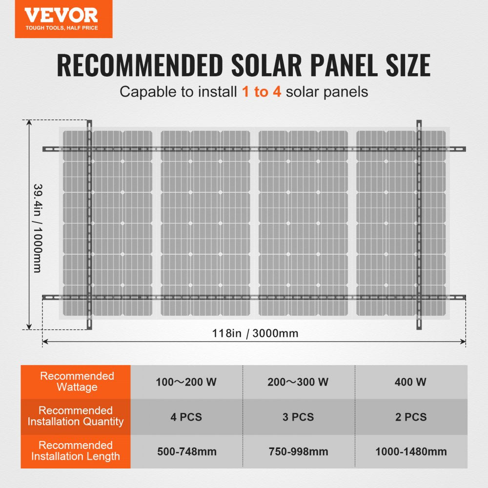 VEVOR Multi-Pieces Solar Panel Mounting Brackets 30°-60° Adjustable Brackets 