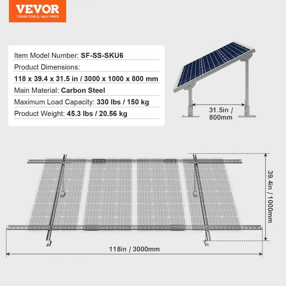 VEVOR Multi-Pieces Solar Panel Mounting Brackets 30°-60° Adjustable Brackets 