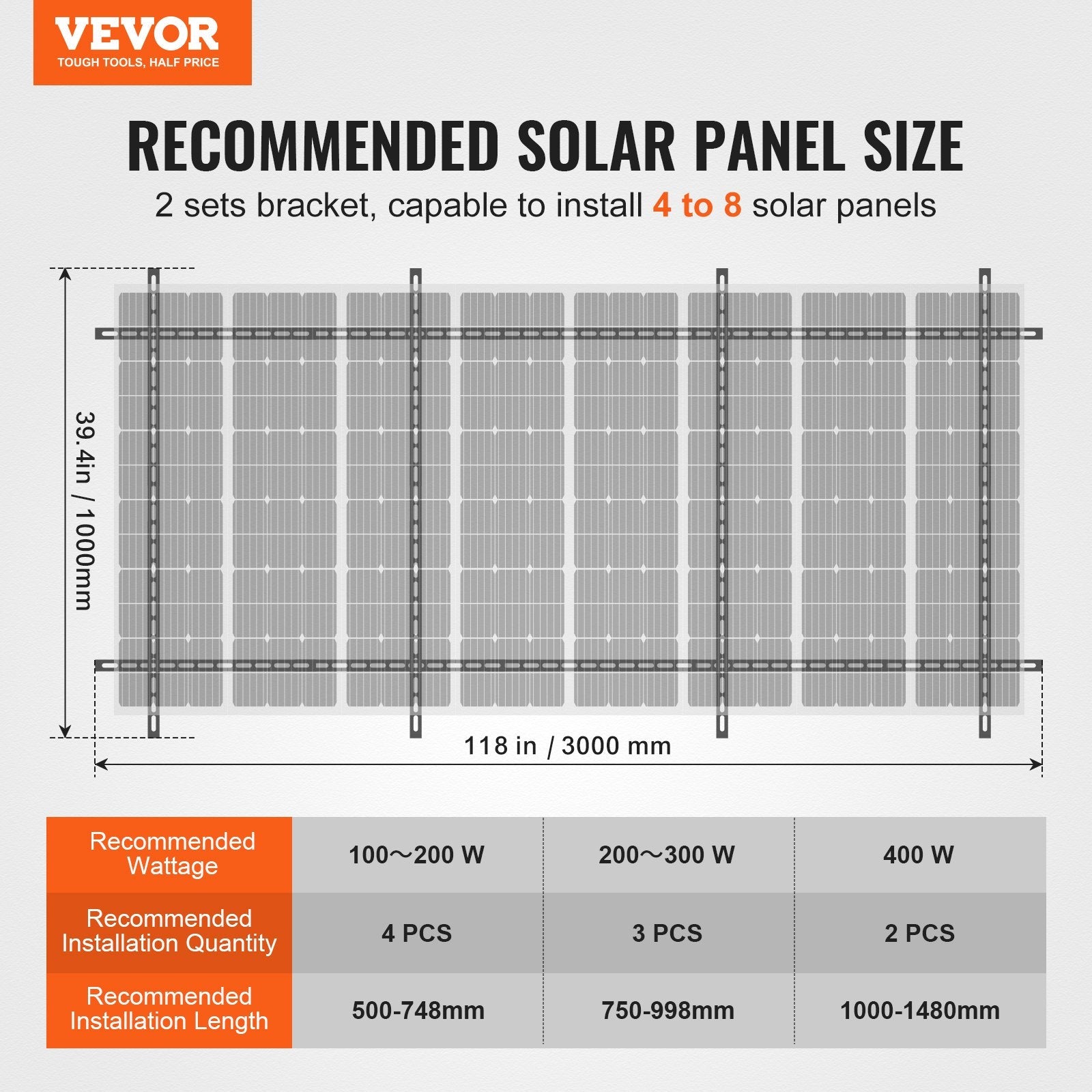 VEVOR 2 Sets Multi-Pieces Solar Panel Mounting Brackets 30°-60° Adjustable 