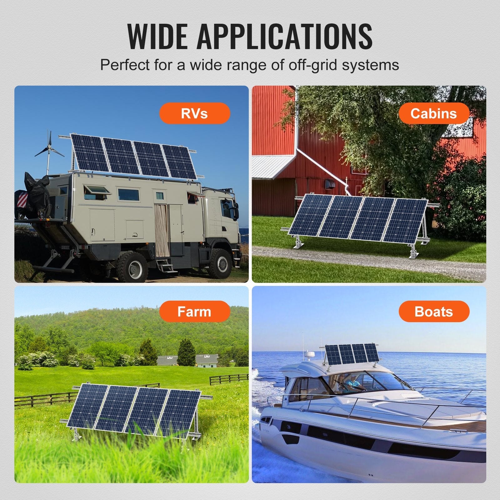 VEVOR 2 Sets Multi-Pieces Solar Panel Mounting Brackets 30°-60° Adjustable 