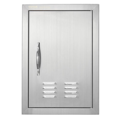 VEVOR BBQ Access Door, 14W x 20H Inch Single Outdoor Kitchen Door, Stainless Steel Flush Mount Door, Wall Vertical Door with Handle and vents, for BBQ Island, Grilling Station, Outside Cabinet 