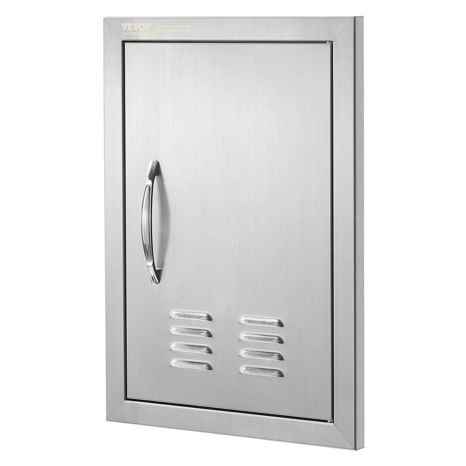 VEVOR BBQ Access Door, 14W x 20H Inch Single Outdoor Kitchen Door, Stainless Steel Flush Mount Door, Wall Vertical Door with Handle and vents, for BBQ Island, Grilling Station, Outside Cabinet 