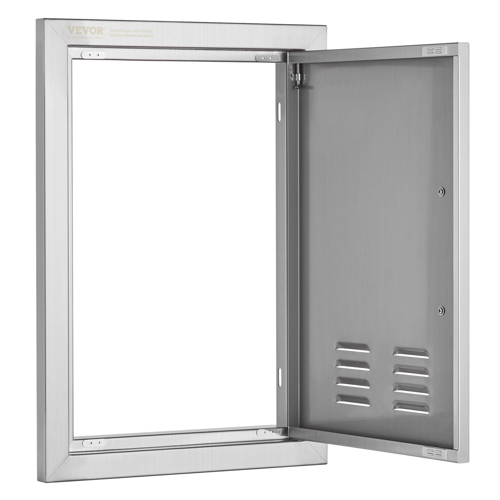 VEVOR BBQ Access Door, 14W x 20H Inch Single Outdoor Kitchen Door, Stainless Steel Flush Mount Door, Wall Vertical Door with Handle and vents, for BBQ Island, Grilling Station, Outside Cabinet 