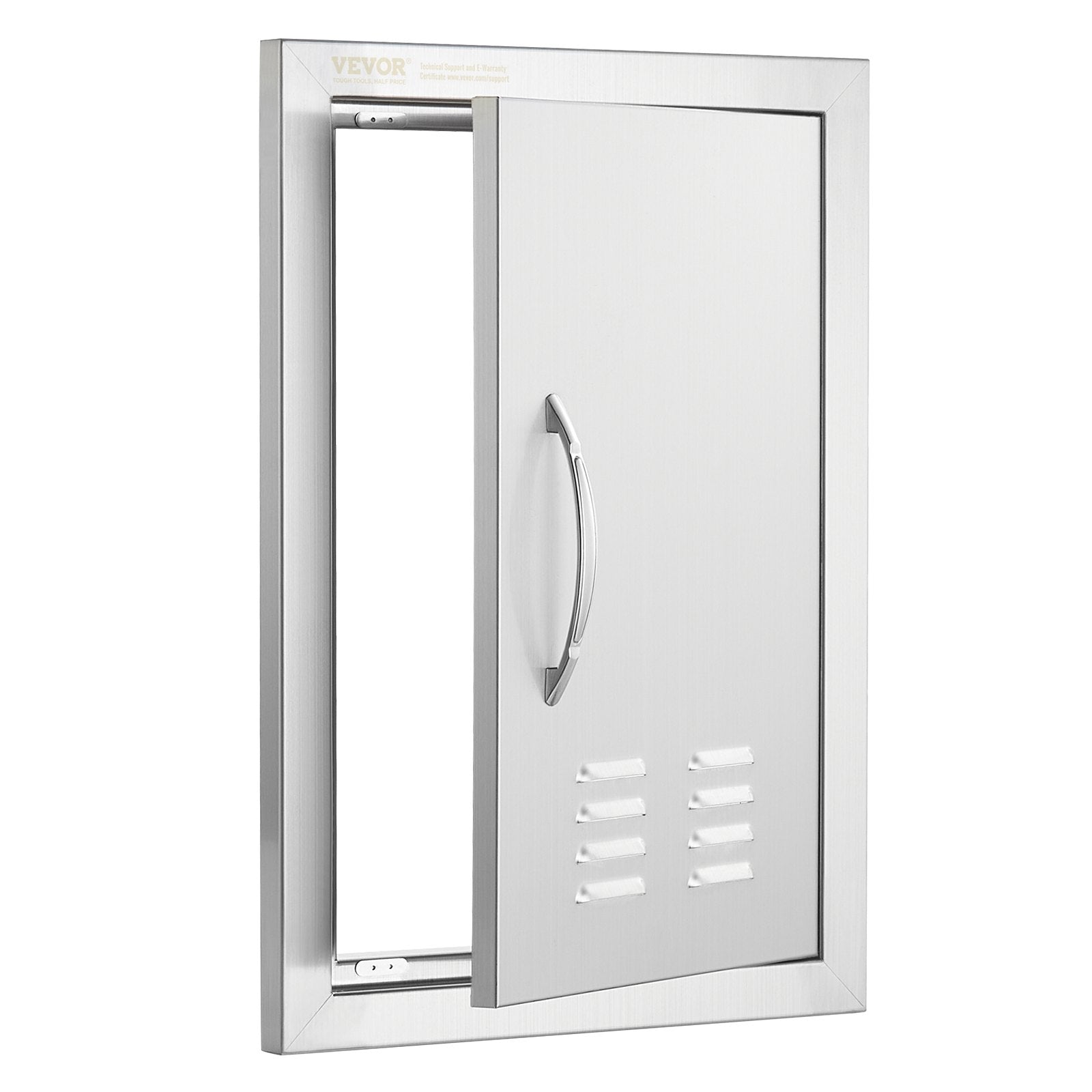 VEVOR BBQ Access Door, 14W x 20H Inch Single Outdoor Kitchen Door, Stainless Steel Flush Mount Door, Wall Vertical Door with Handle and vents, for BBQ Island, Grilling Station, Outside Cabinet 