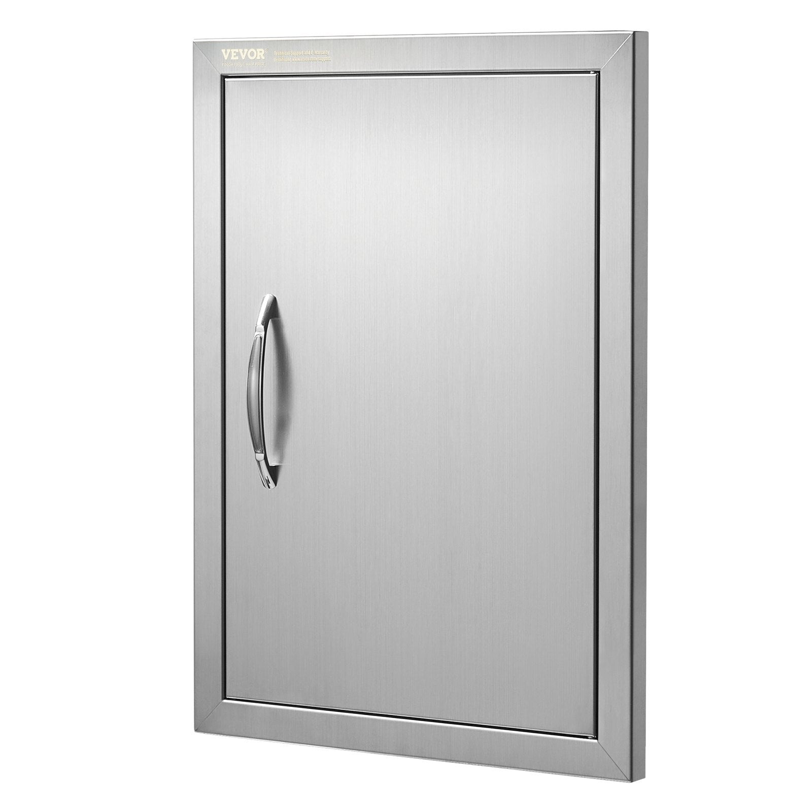 VEVOR BBQ Access Door, 16W x 22H Inch Single Outdoor Kitchen Door, Stainless Steel Flush Mount Door, Wall Vertical Door with Handle, for BBQ Island, Grilling Station, Outside Cabinet 