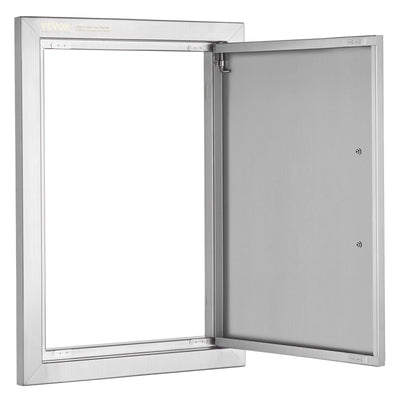 VEVOR BBQ Access Door, 14W x 20H Inch Single Outdoor Kitchen Door, Stainless Steel Flush Mount Door, Wall Vertical Door with Handle, for BBQ Island, Grilling Station, Outside Cabinet 