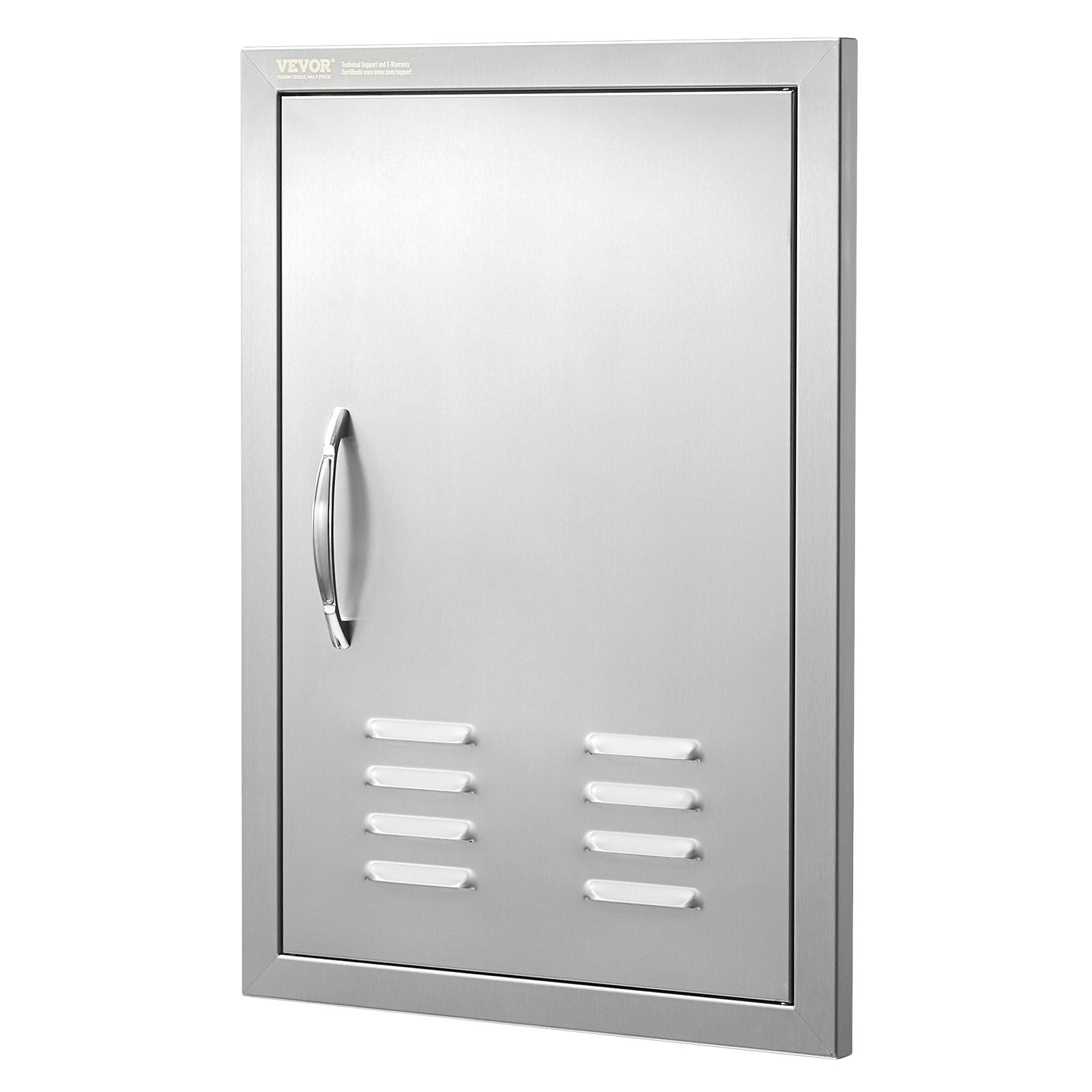 VEVOR BBQ Access Door, 17W x 24H Inch Single Outdoor Kitchen Door, Stainless Steel Flush Mount Door, Wall Vertical Door with Handle, Vents and Hook, for BBQ Island, Grilling Station, Outside Cabinet 