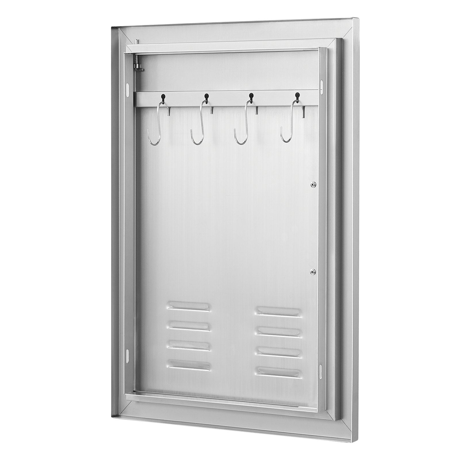 VEVOR BBQ Access Door, 17W x 24H Inch Single Outdoor Kitchen Door, Stainless Steel Flush Mount Door, Wall Vertical Door with Handle, Vents and Hook, for BBQ Island, Grilling Station, Outside Cabinet 