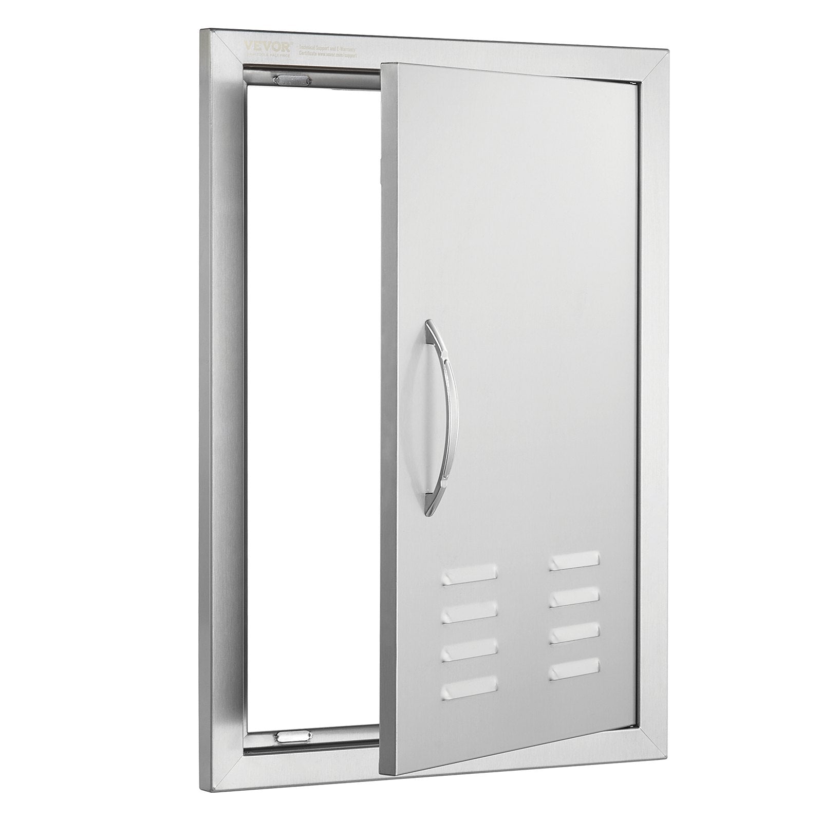VEVOR BBQ Access Door, 17W x 24H Inch Single Outdoor Kitchen Door, Stainless Steel Flush Mount Door, Wall Vertical Door with Handle, Vents and Hook, for BBQ Island, Grilling Station, Outside Cabinet 