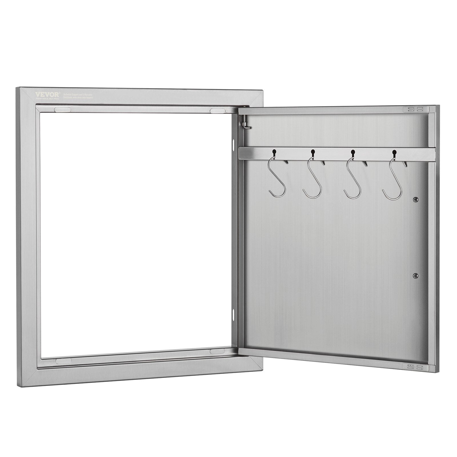 VEVOR BBQ Access Door, 18W x 20H Inch Single Outdoor Kitchen Door, Stainless Steel Flush Mount Door, Wall Vertical Door with Handle and Hook, for BBQ Island, Grilling Station, Outside Cabinet 