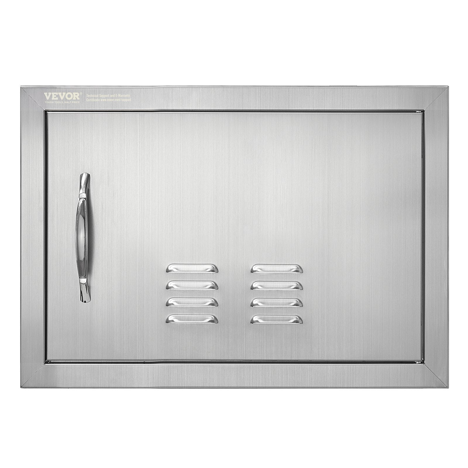 VEVOR BBQ Access Door, 20W x 14H Inch Single Outdoor Kitchen Door, Stainless Steel Flush Mount Door, Wall Vertical Door with Handle and vents, for BBQ Island, Grilling Station, Outside Cabinet 