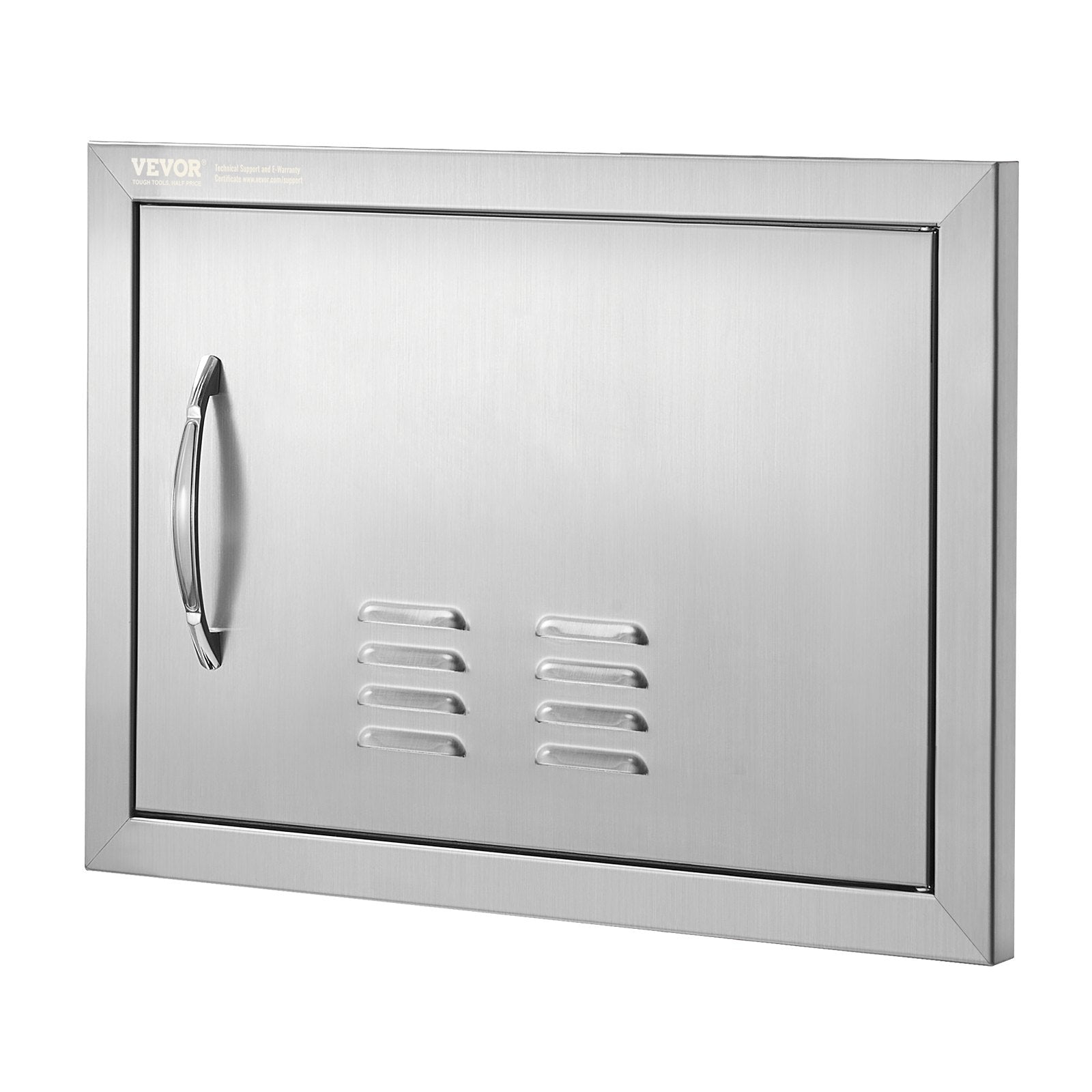 VEVOR BBQ Access Door, 20W x 14H Inch Single Outdoor Kitchen Door, Stainless Steel Flush Mount Door, Wall Vertical Door with Handle and vents, for BBQ Island, Grilling Station, Outside Cabinet 