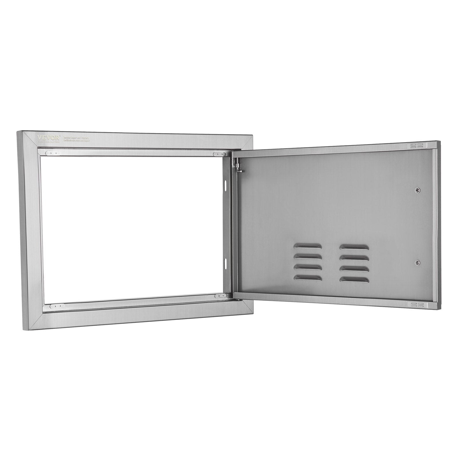 VEVOR BBQ Access Door, 20W x 14H Inch Single Outdoor Kitchen Door, Stainless Steel Flush Mount Door, Wall Vertical Door with Handle and vents, for BBQ Island, Grilling Station, Outside Cabinet 