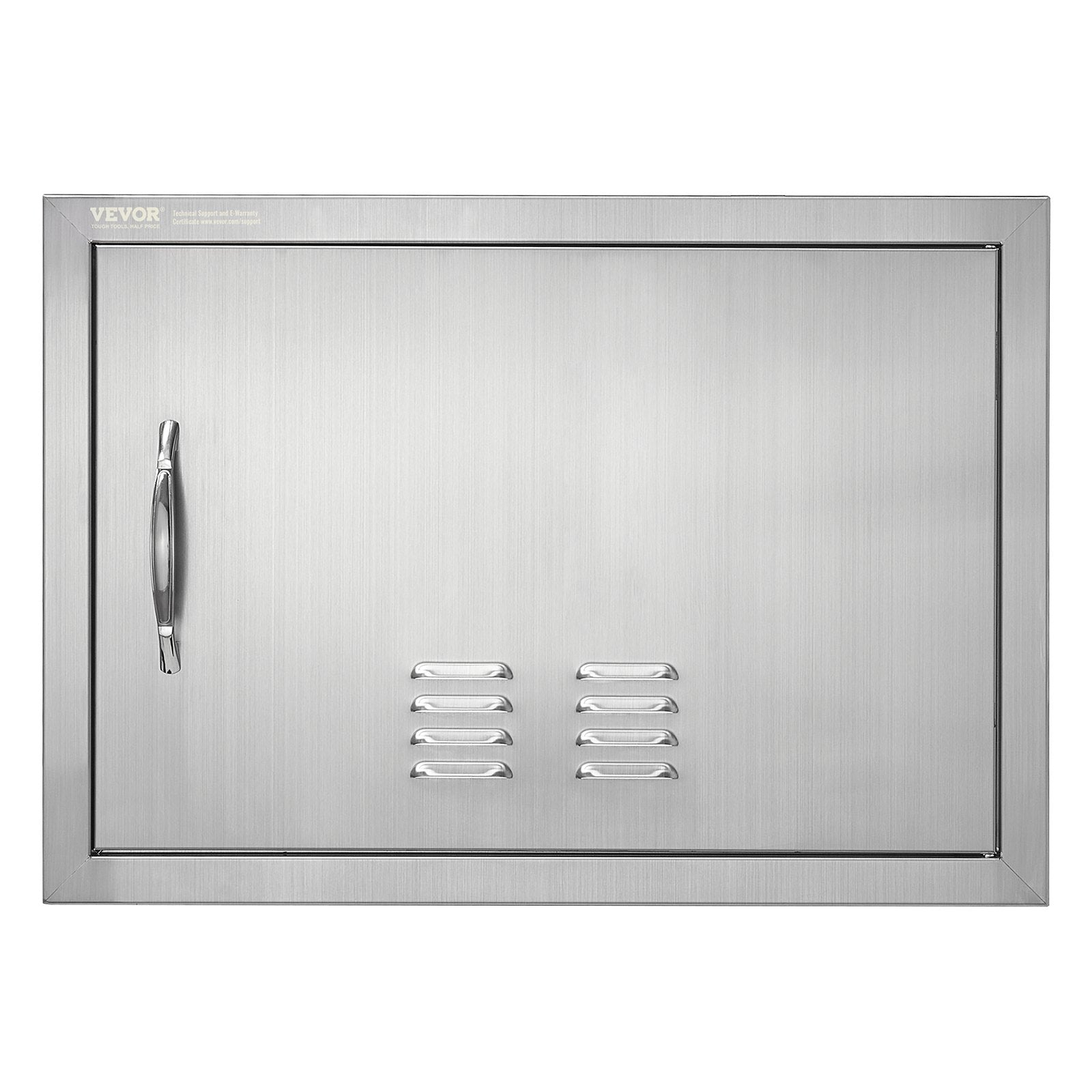VEVOR BBQ Access Door, 24W x 17H Inch Single Outdoor Kitchen Door, Stainless Steel Flush Mount Door, Wall Vertical Door with Handle and vents, for BBQ Island, Grilling Station, Outside Cabinet 