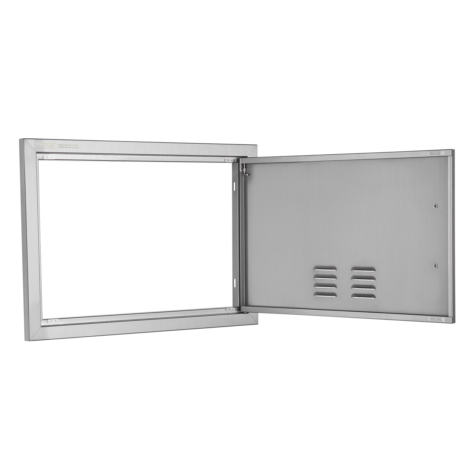 VEVOR BBQ Access Door, 24W x 17H Inch Single Outdoor Kitchen Door, Stainless Steel Flush Mount Door, Wall Vertical Door with Handle and vents, for BBQ Island, Grilling Station, Outside Cabinet 