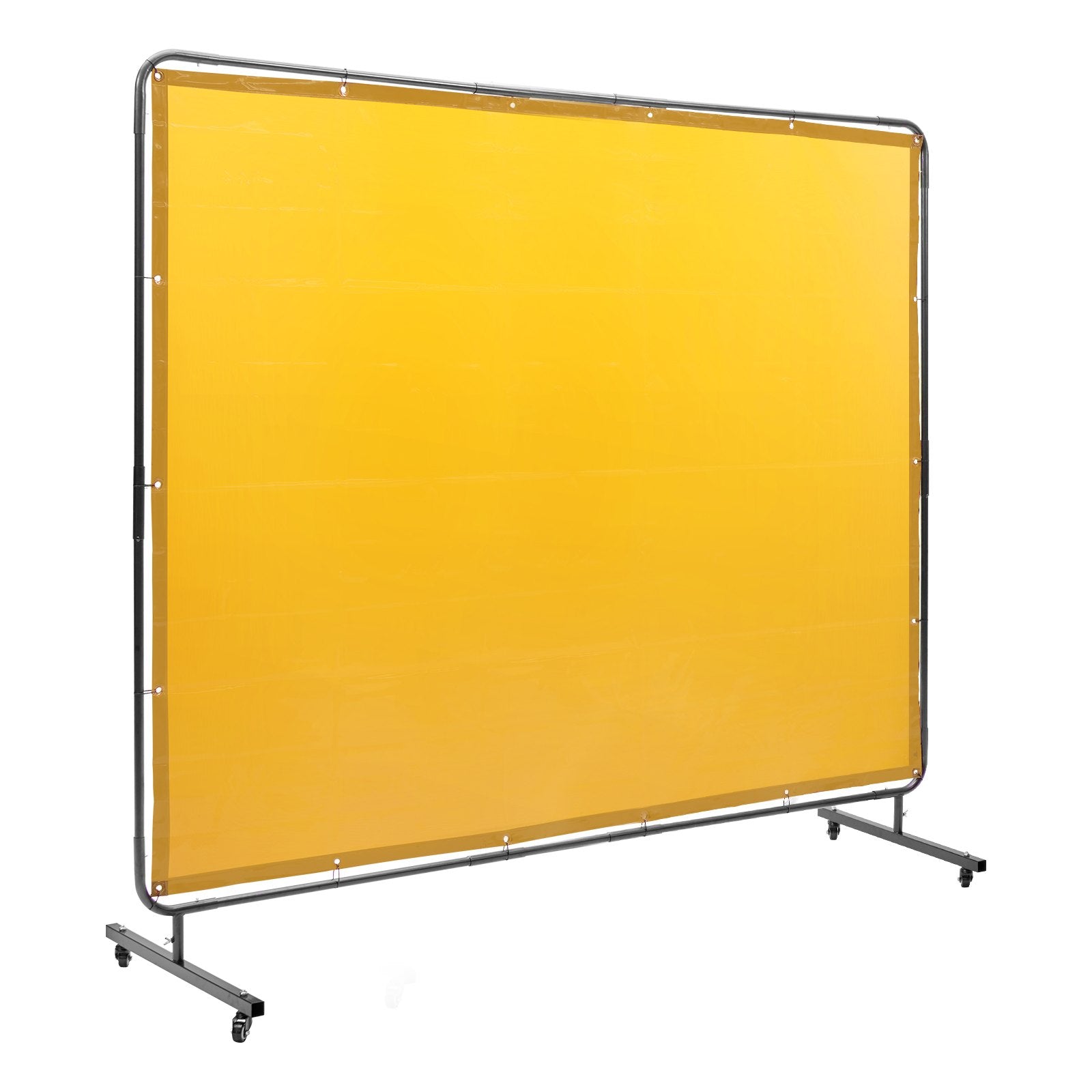 VEVOR Welding Screen with Frame, 6' x 8' Welding Curtain Screen, Flame-Resistant Vinyl Welding Protection Screen on 4 Swivel Wheel (2 Lockable), Moveable & Professional for Workshop/Industrial, Yellow 