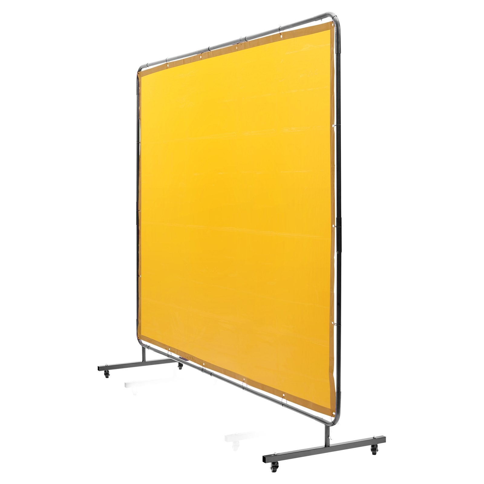 VEVOR Welding Screen with Frame, 6' x 8' Welding Curtain Screen, Flame-Resistant Vinyl Welding Protection Screen on 4 Swivel Wheel (2 Lockable), Moveable & Professional for Workshop/Industrial, Yellow 