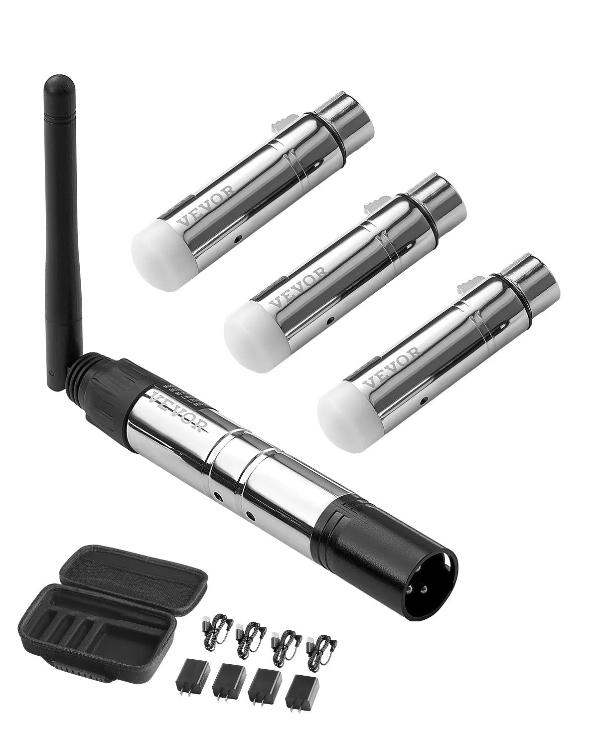 VEVOR DMX Wireless Receiver Transmitter Controller for Stage Light 4 PCs Silver