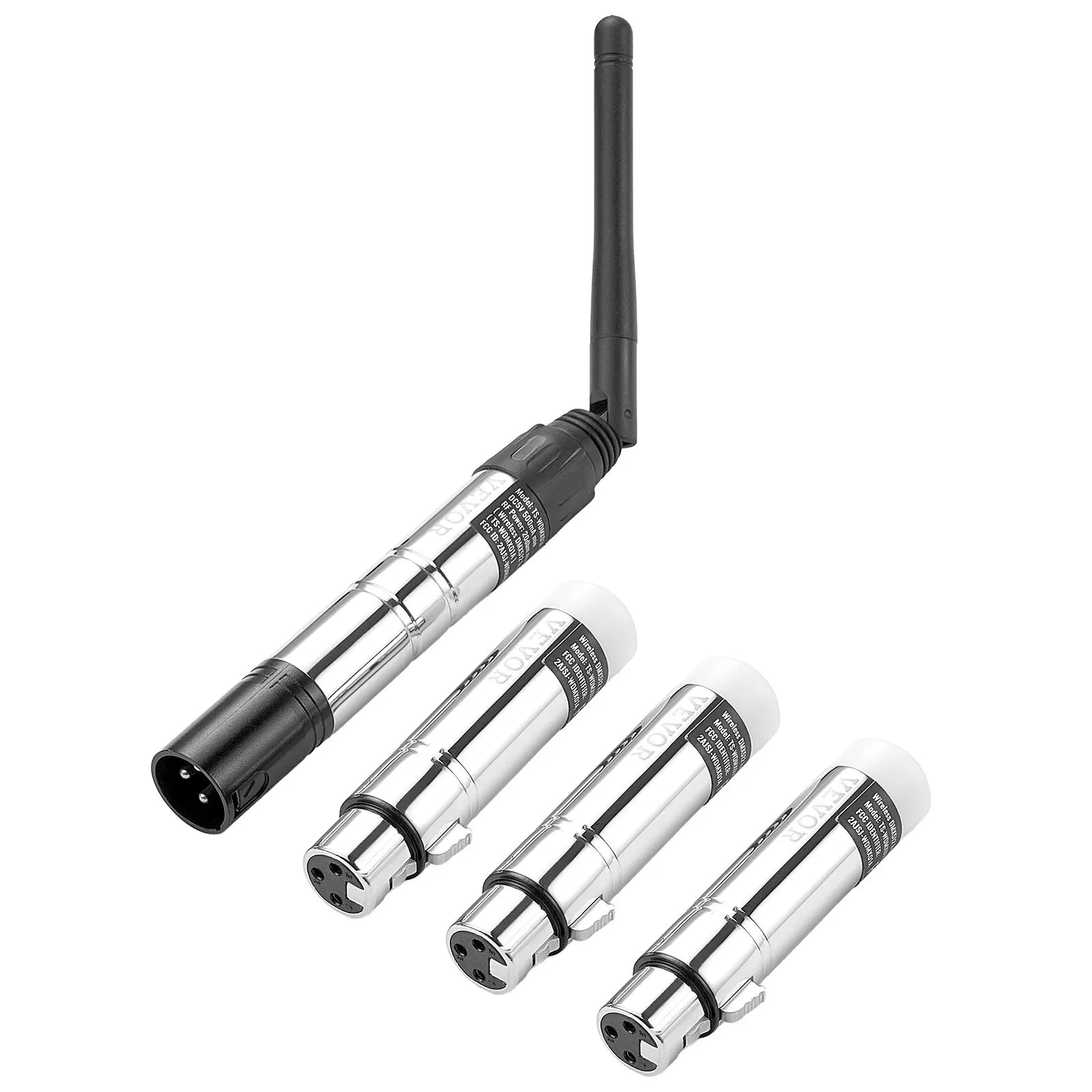 VEVOR DMX Wireless Receiver Transmitter Controller for Stage Light 4 PCs Silver