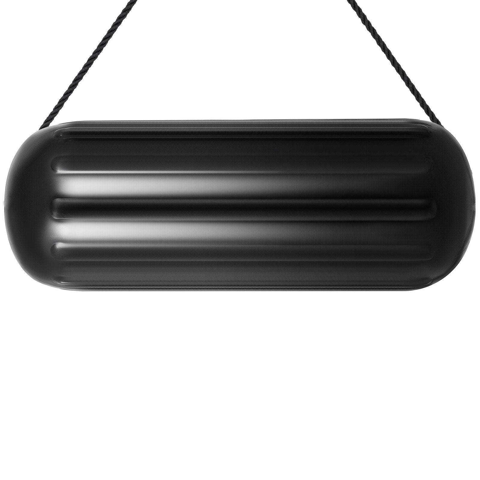 VEVOR Boat Fenders, 10" x 28" Ribbed Fender, 4 Pack Boat Bumpers, Hole Through Middle Ribbed Inflatable Boat Fender with 4 Ropes, for Pontoon Boat Sailboat, Ski Boat, Black 