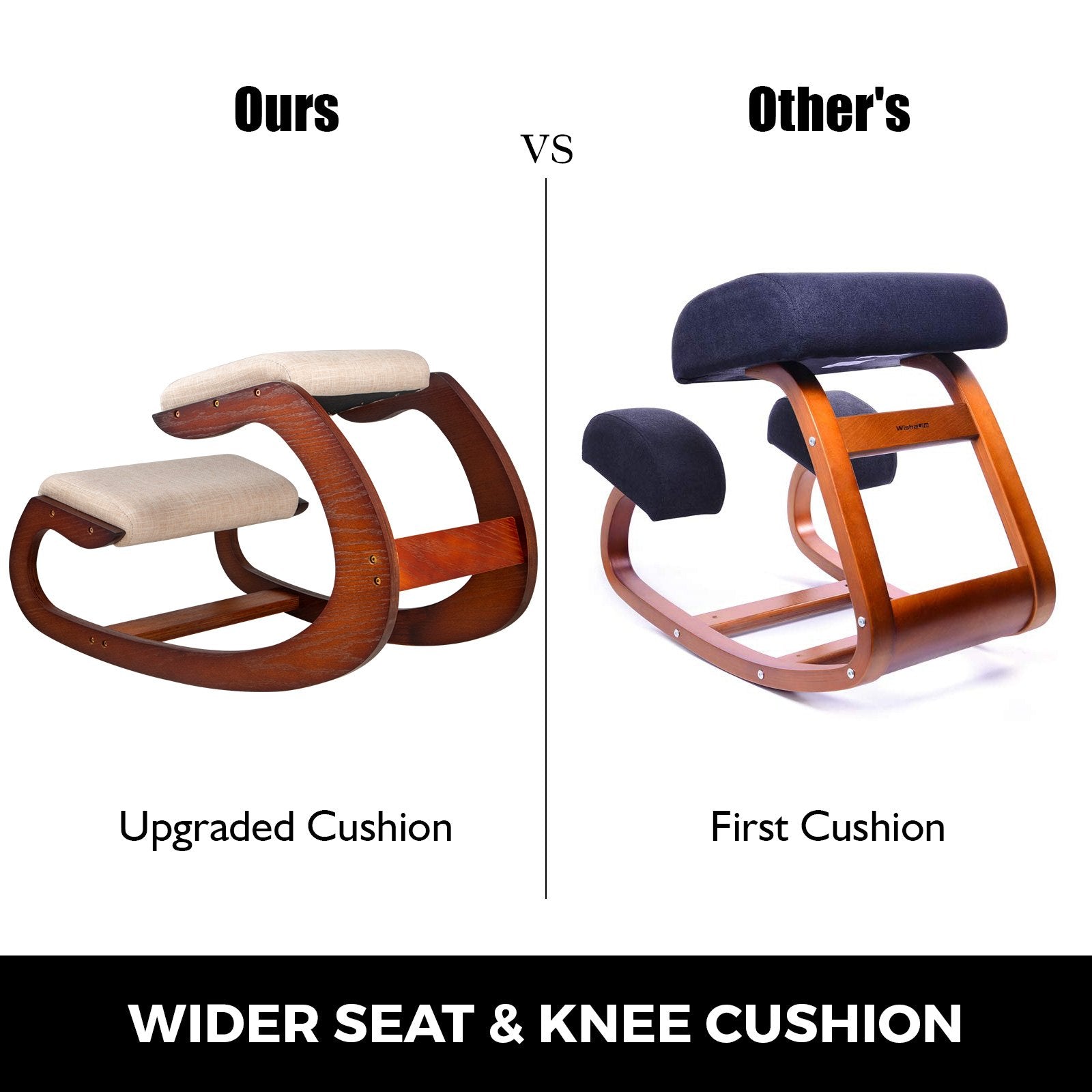 VEVOR Kneeling Chair Rocking Wooden Heavy Duty Better Posture Kneeling Stool 330lbs Load Posture Correct Office Stool Pecan 