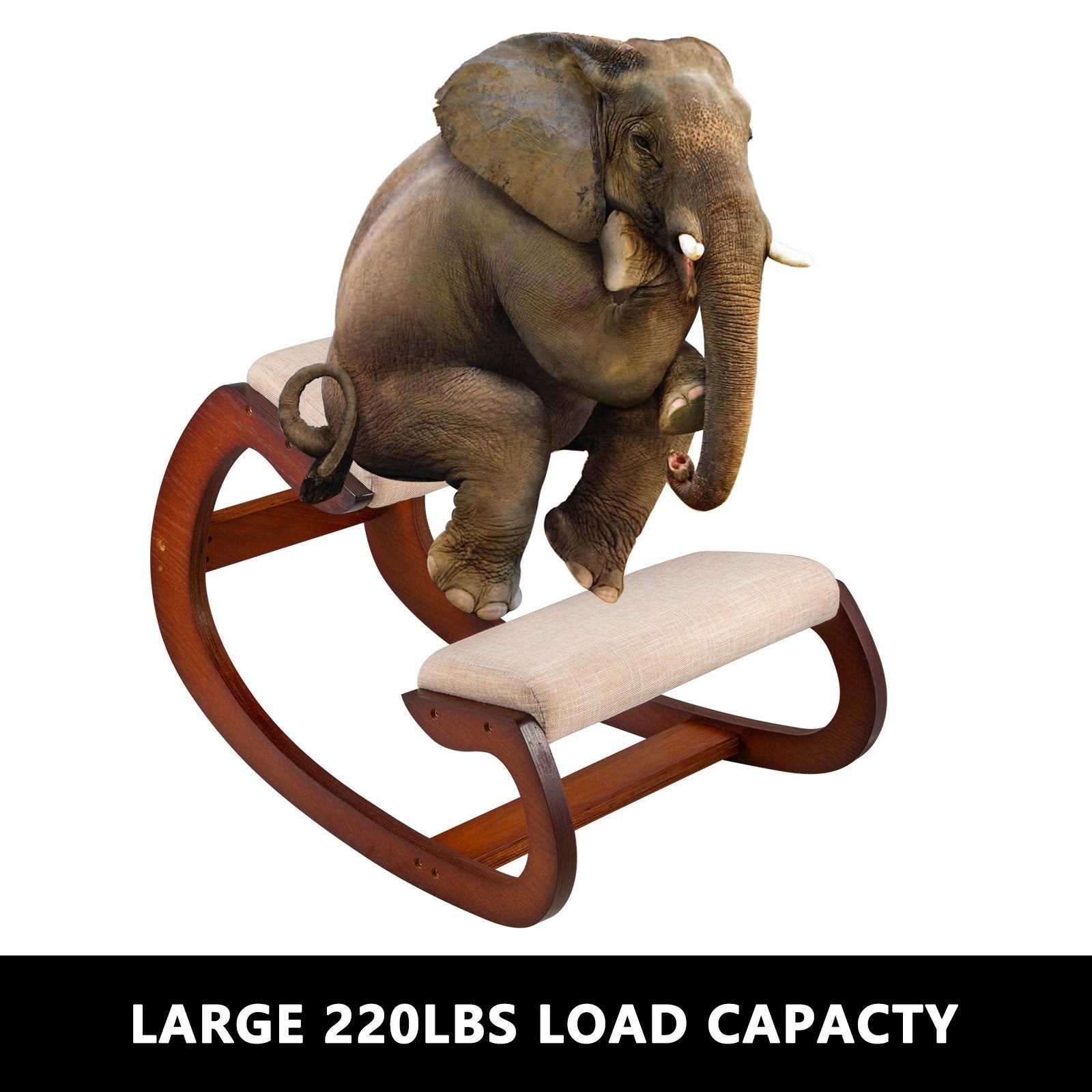 VEVOR Kneeling Chair Rocking Wooden Heavy Duty Better Posture Kneeling Stool 330lbs Load Posture Correct Office Stool Pecan 
