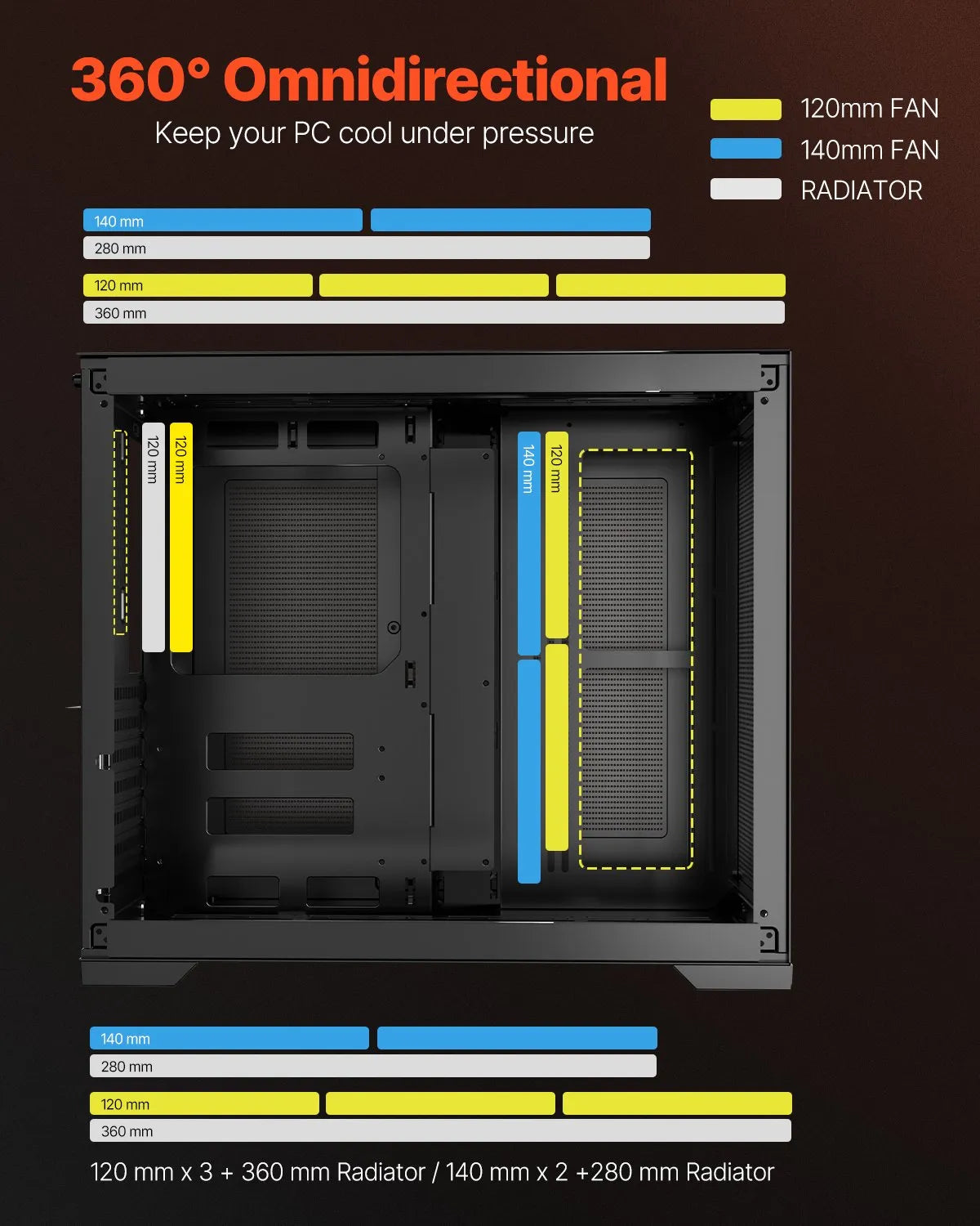 VEVOR Mid-Tower ATX PC Case Dual Chamber Gaming Computer Case No Fan Included